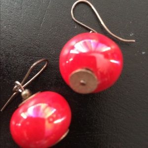 Red round earrings